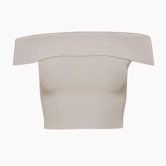 Aritzia Babaton  NWOT Sculpt Knit Off-Shoulder Ashen grey size small - Picture 6 of 14